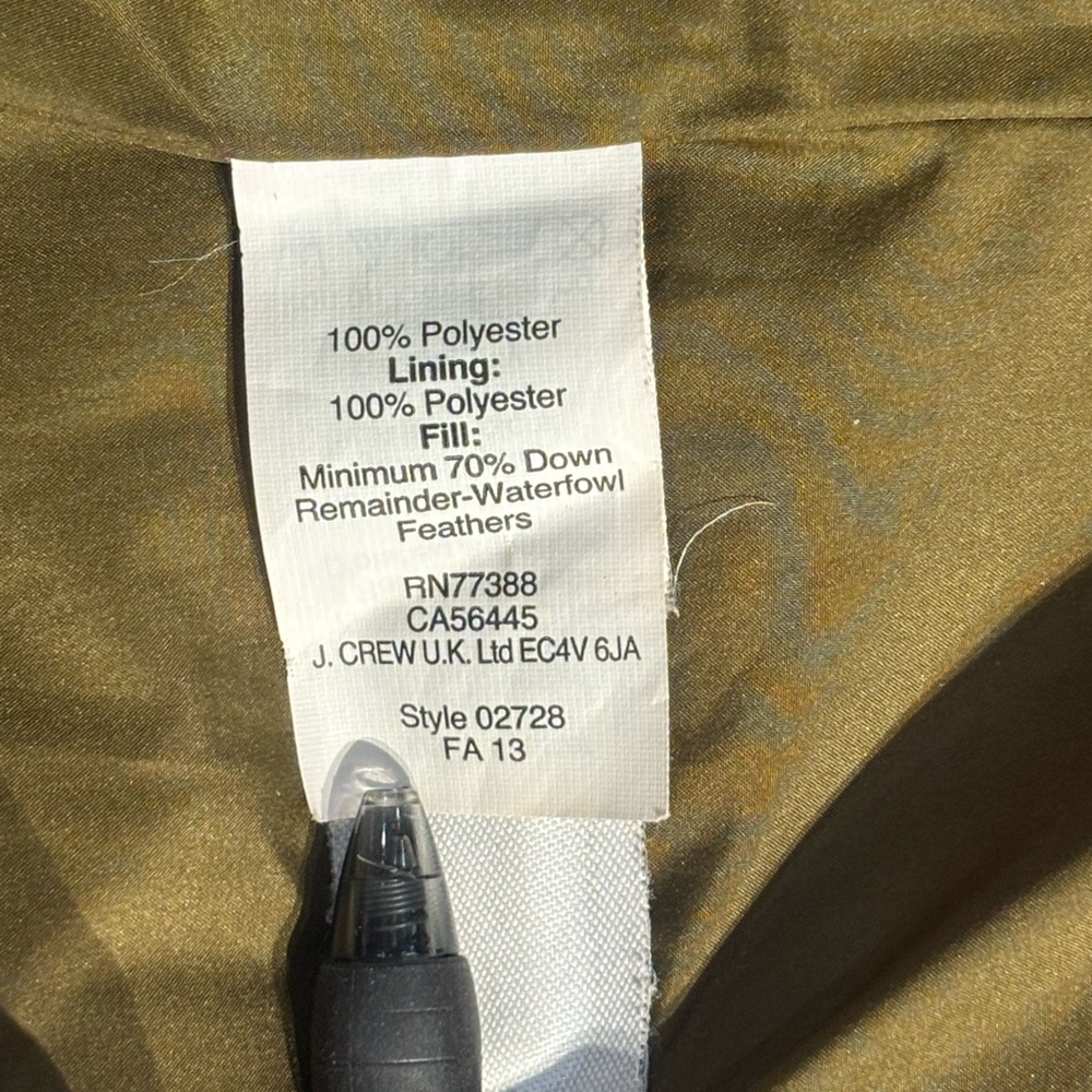 J.Crew Camo Quilted Down Puffer Vest Men’s‎ Small Green Zip Insulated Sleeveless - Picture 7 of 14